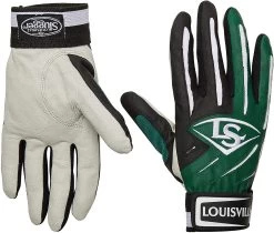 New Louisville Slugger Series 5 Batting Gloves Black/Green/Gray Adult Small